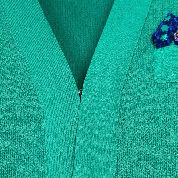 Vtg Castleberry Knit Cardigan Sweater Jacket Hook Open Front Minty Green Size 8 - Picture 4 of 8